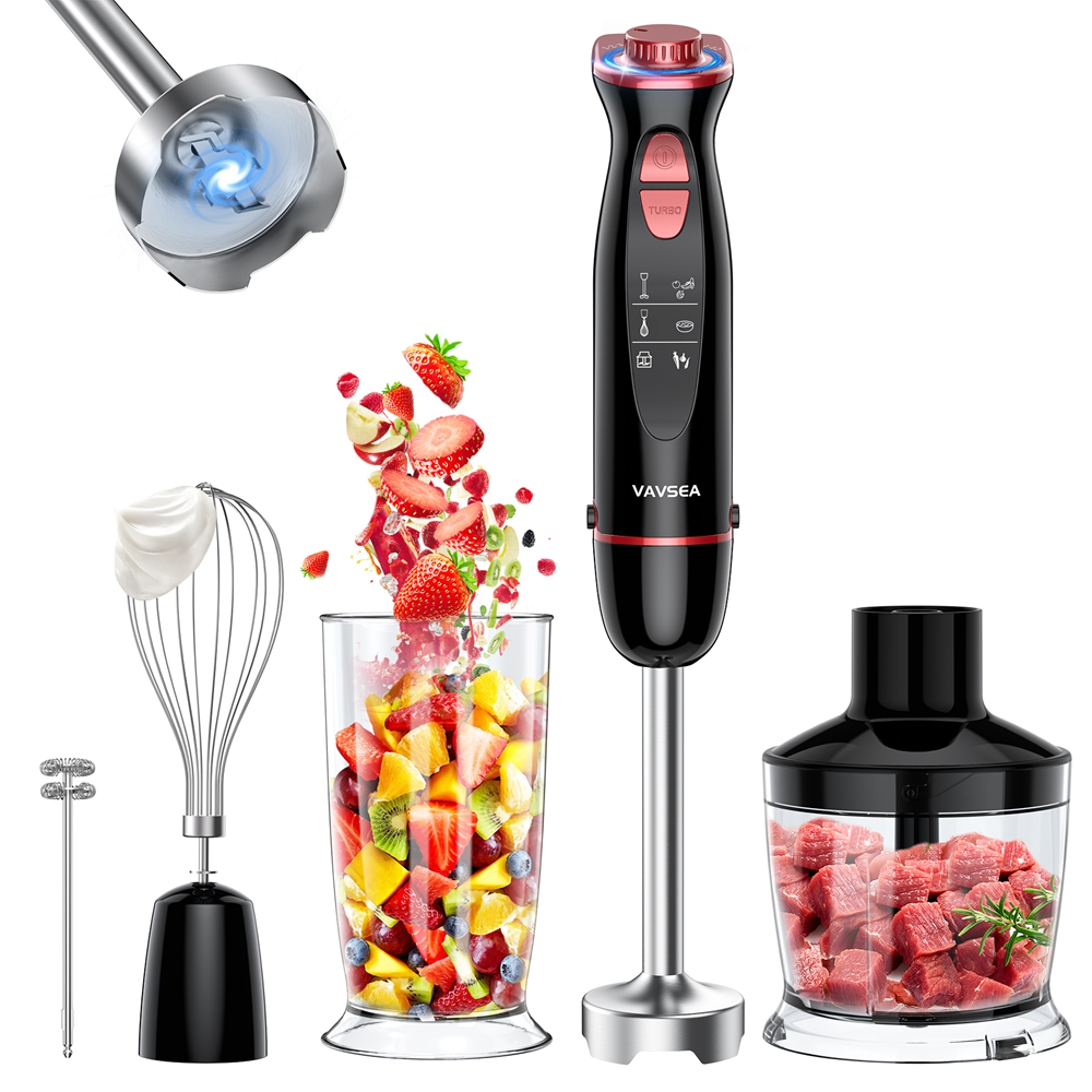 VAVSEA 1100W 5-in-1 Handheld Immersion Blender 24-Speed Stick Blender Chopper