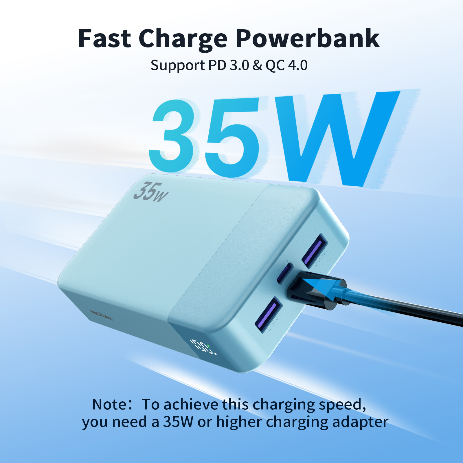 35W 20000 mAh USB C Mobile Power Backup Battery Portable Charger For Cell Phone - Picture 10 of 11