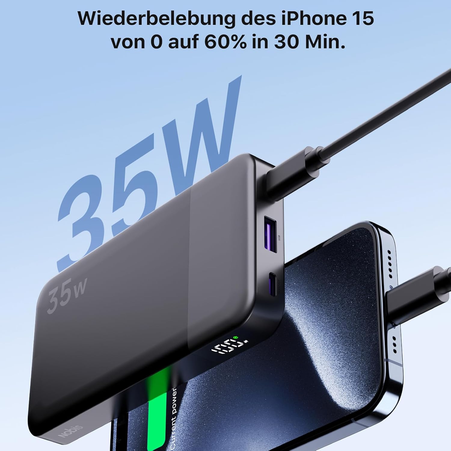 Schlanke Powerbank 10000 mAh tragbarer externer Akku 35 W Schnellladegerät für i - Bild 10 von 25