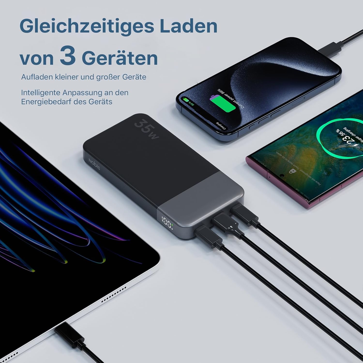 Schlanke Powerbank 10000 mAh tragbarer externer Akku 35 W Schnellladegerät für i - Bild 12 von 25