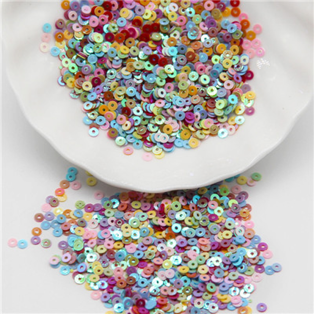 Sequins for Embroidery，Sequins for Crafts， 10mm Colorful Large Sequins with  Side Hole PVC Flat Round Loose Sequin Paillettes Sewing Craft DIY