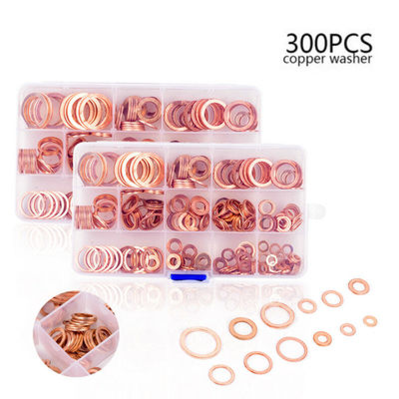 Assorted Solids Coppers Crush Washers Seal Flat Rings Gasket Kit Plug Washer - Picture 13 of 13