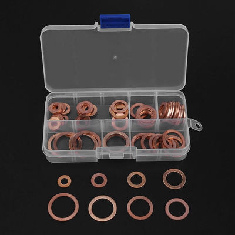 Assorted Solids Coppers Crush Washers Seal Flat Rings Gasket Kit Plug Washer - Picture 8 of 13