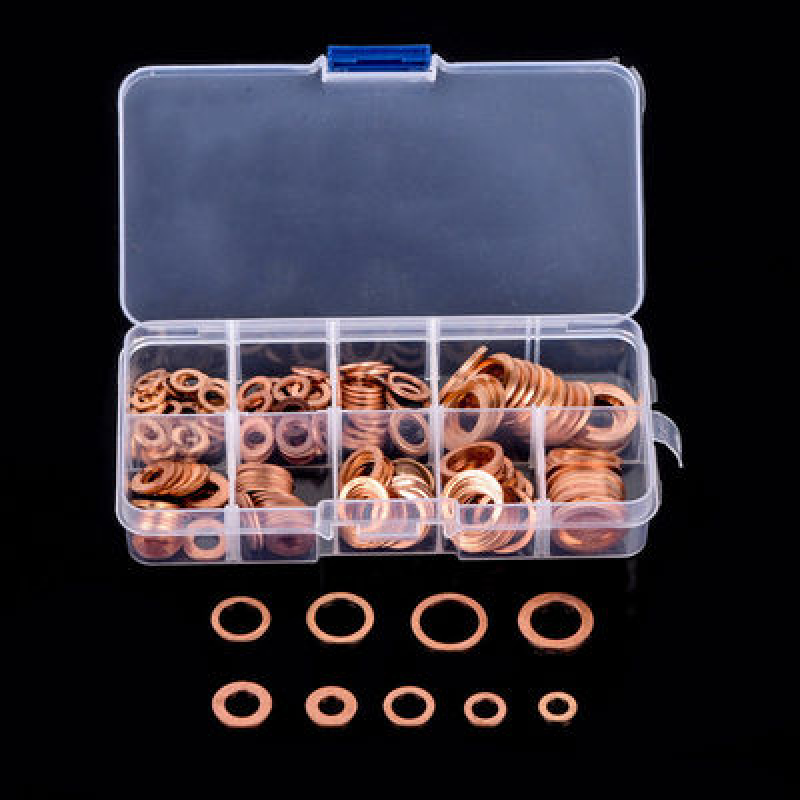 Assorted Solids Coppers Crush Washers Seal Flat Rings Gasket Kit Plug Washer - Picture 10 of 13