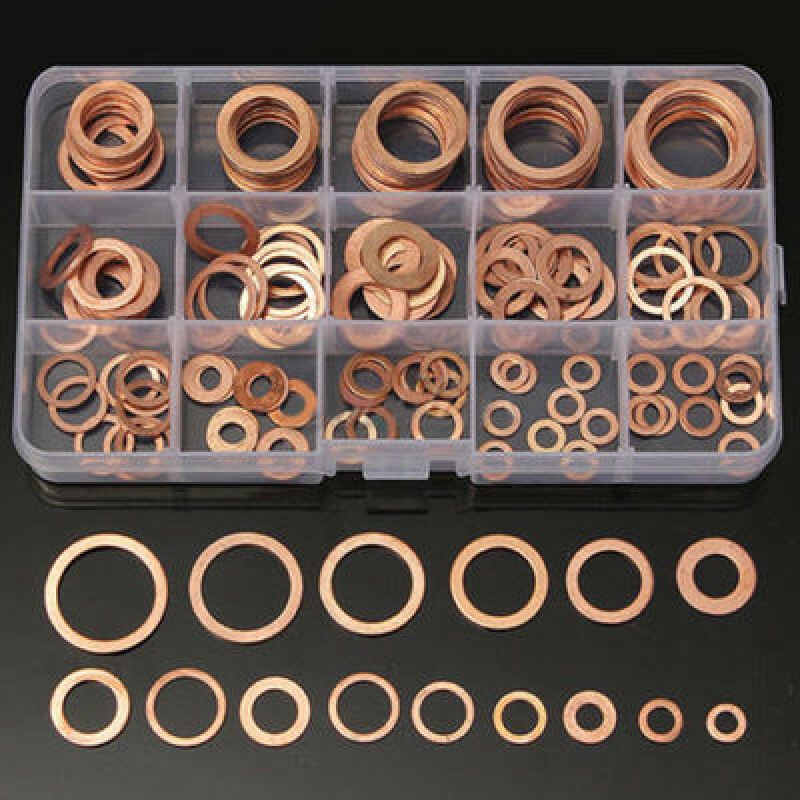 Assorted Solids Coppers Crush Washers Seal Flat Rings Gasket Kit Plug Washer - Picture 11 of 13