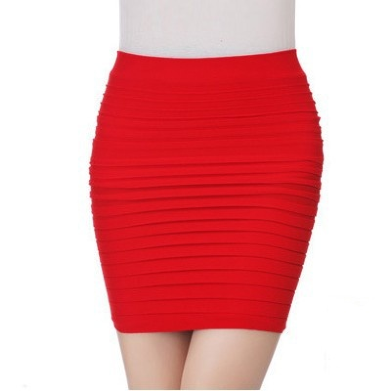 Damen Bleistift Mini Rock Mid Waist Basic Bodycon Polyester Stretch Material - Bild 16 von 25