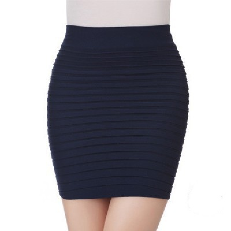 Damen Bleistift Mini Rock Mid Waist Basic Bodycon Polyester Stretch Material - Bild 23 von 25