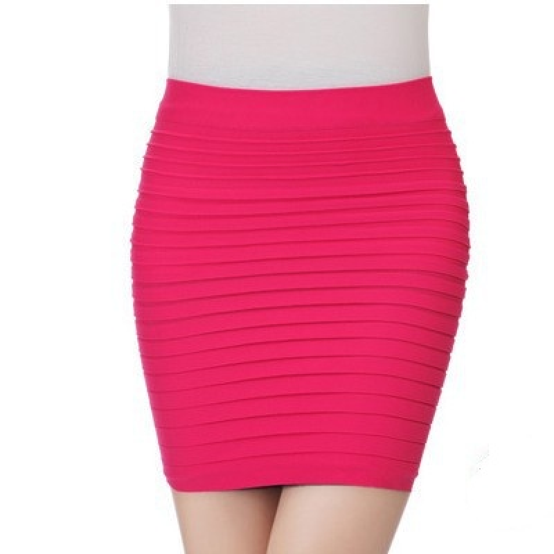 Damen Bleistift Mini Rock Mid Waist Basic Bodycon Polyester Stretch Material - Bild 19 von 25
