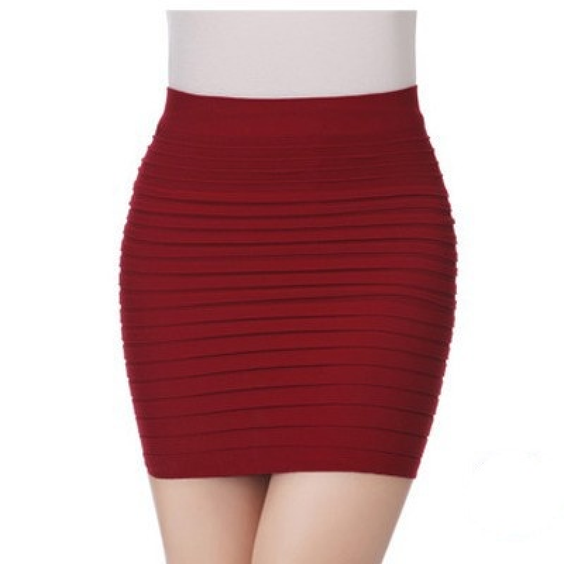Damen Bleistift Mini Rock Mid Waist Basic Bodycon Polyester Stretch Material - Bild 20 von 25