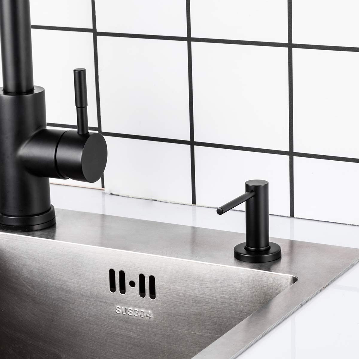 Matte Black Kitchen Sink Faucet with Liquid Soap Dispenser ...