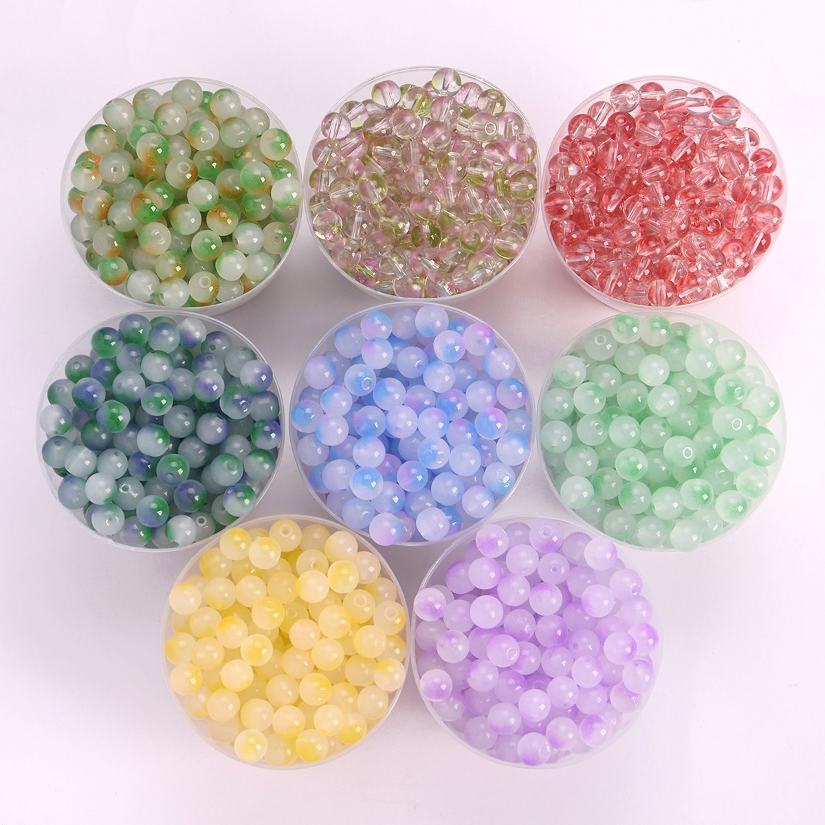 Colorful Round 8mm 10mm Opaque Crystal Glass Loose Beads For