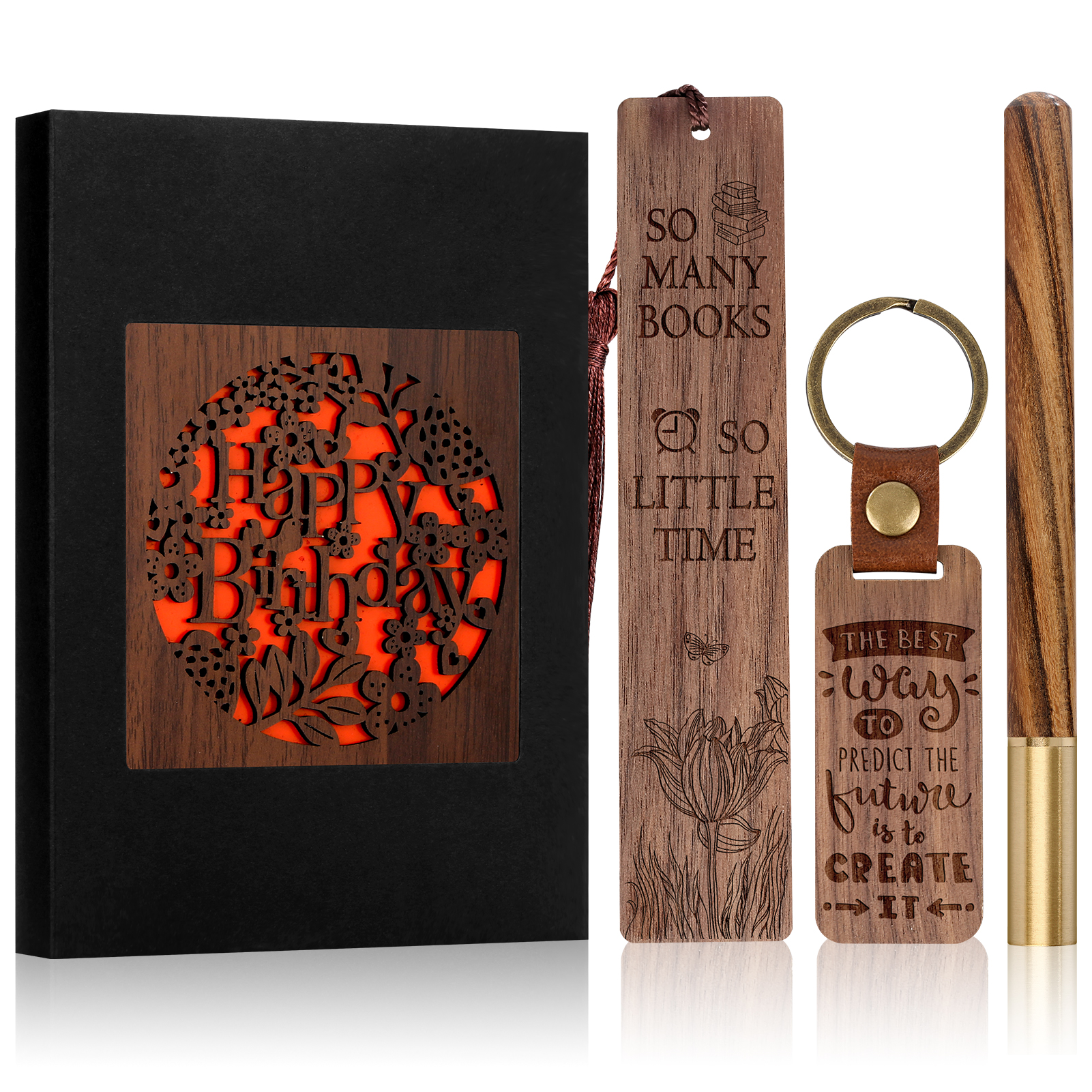 Wood Bookmark Pen Set for Men Women Book Lovers Handmade Wooden Carving Bookmark - Imagen 23 de 40