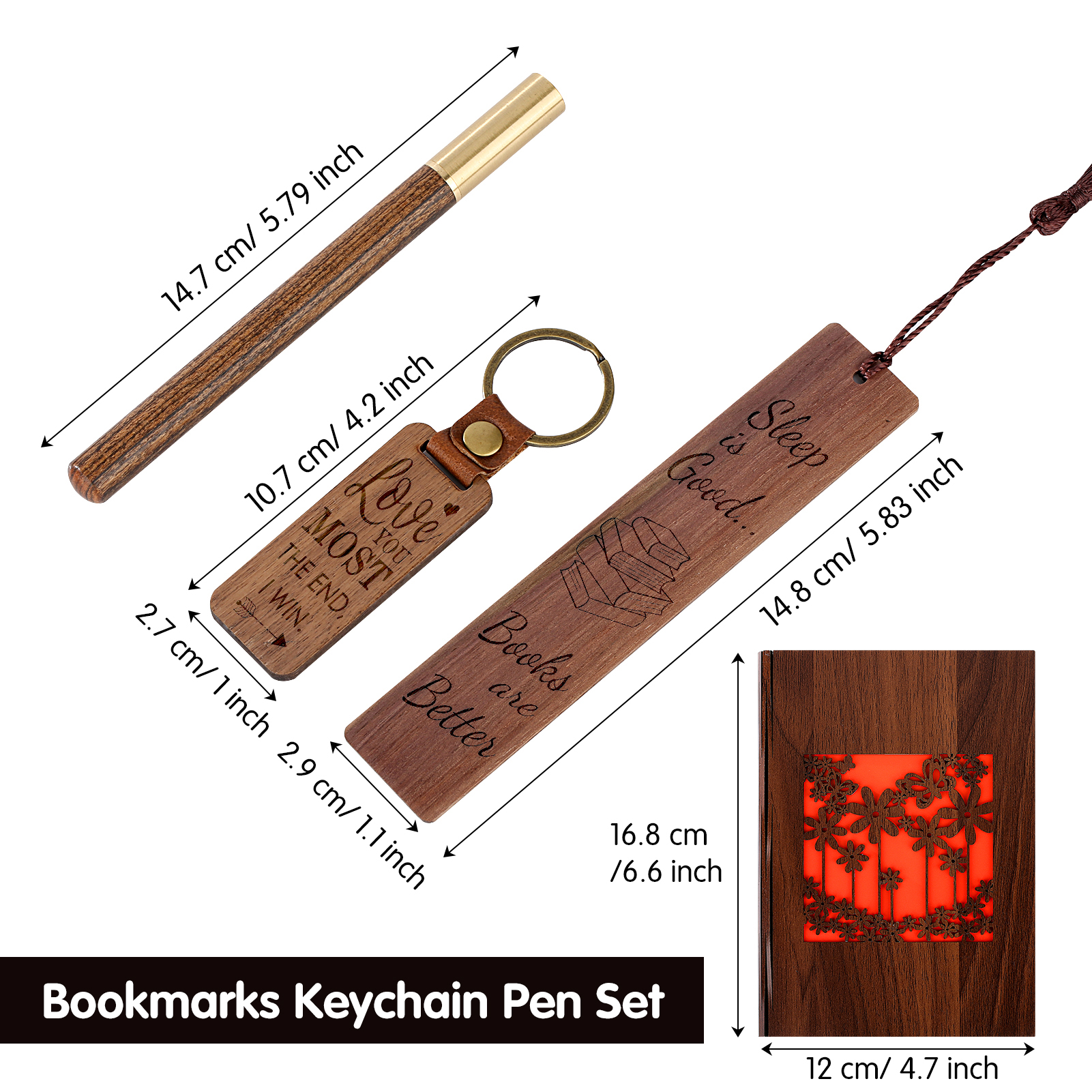 Wood Bookmark Pen Set for Men Women Book Lovers Handmade Wooden Carving Bookmark - Imagen 31 de 40