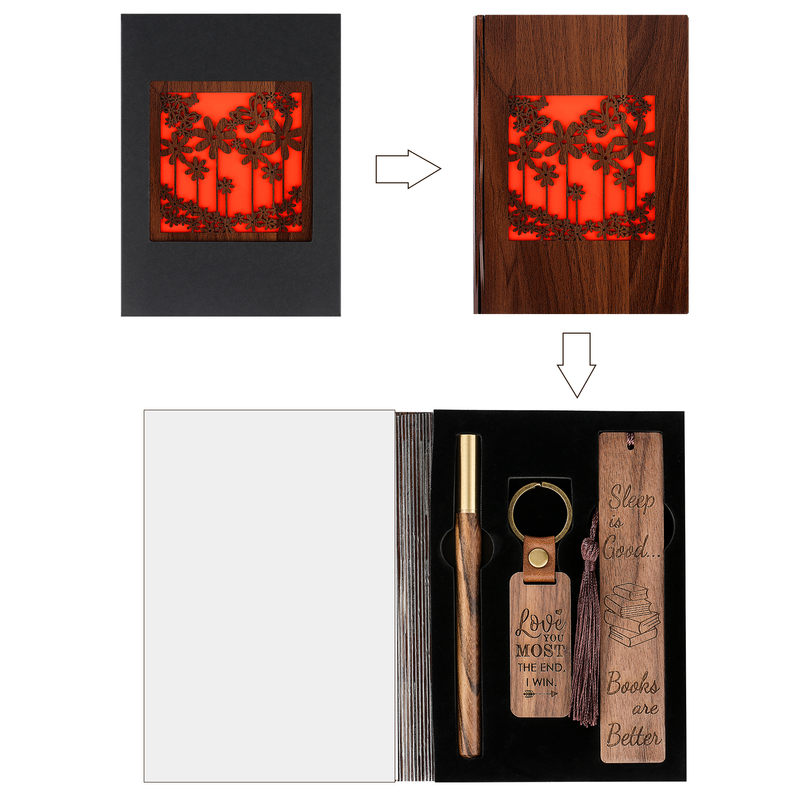 Wood Bookmark Pen Set for Men Women Book Lovers Handmade Wooden Carving Bookmark - Imagen 30 de 40