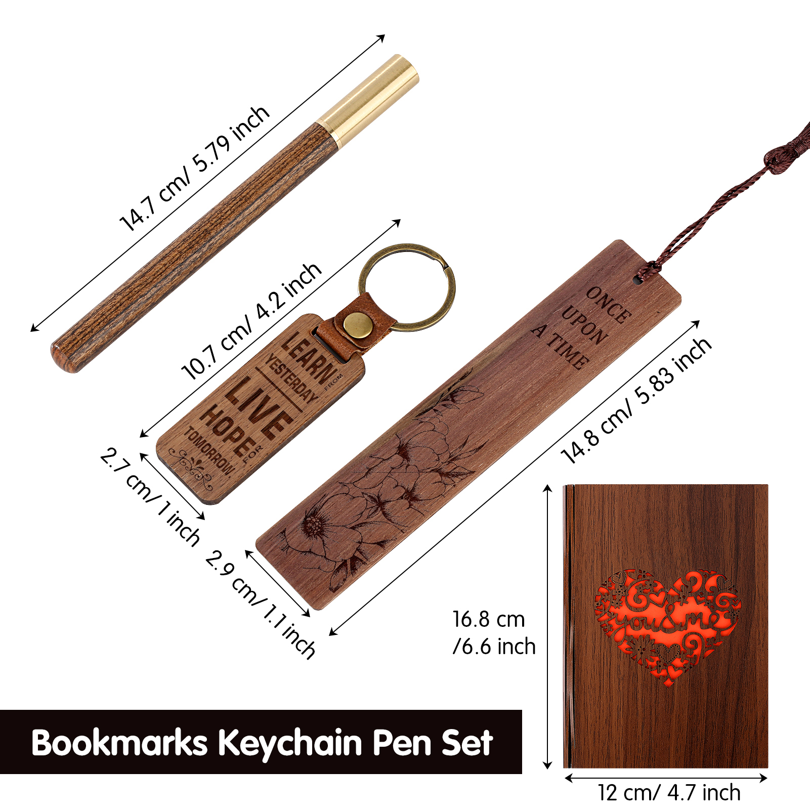 Wood Bookmark Pen Set for Men Women Book Lovers Handmade Wooden Carving Bookmark - Imagen 37 de 40