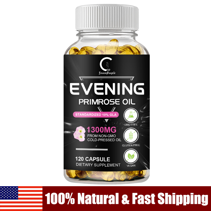Evening Primrose Oil Capsules with GLA, Hormone Balance,Skin & Hair Health 120Pc