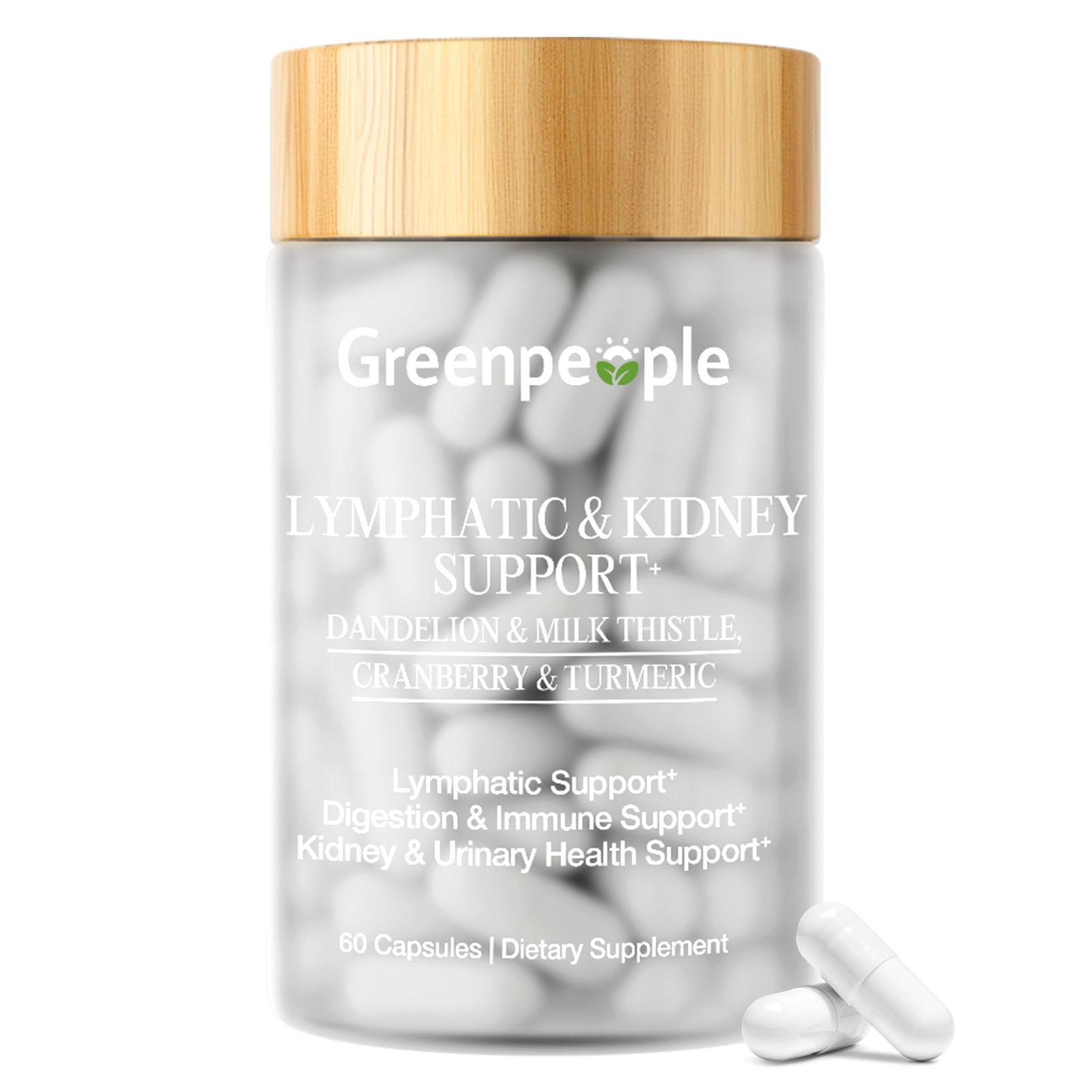Lymphatic & Kidney Support Capsules & Cranberry ,Turmeric 60/120Ct