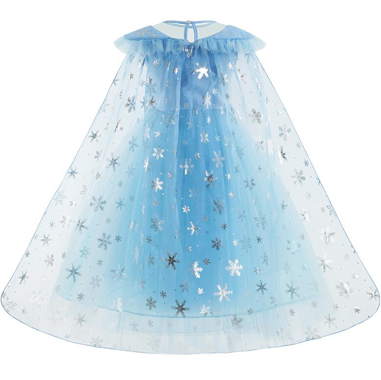 Kids Girls Elsa Princess Costume Birthday Cosplay Party Fancy Dress With Cape UK - Picture 20 of 26