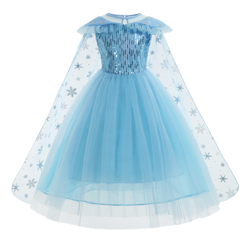 Kids Girls Elsa Princess Costume Birthday Cosplay Party Fancy Dress With Cape UK