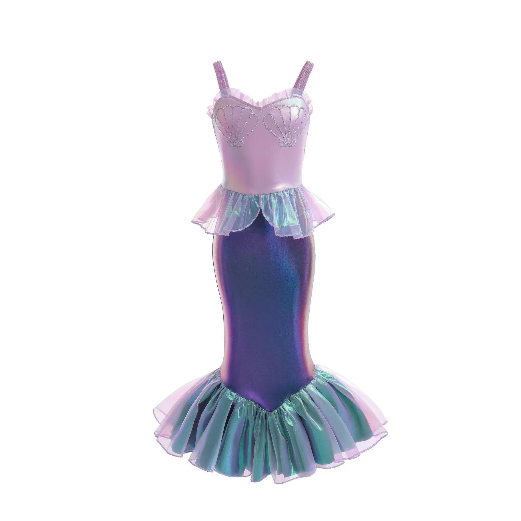 Kids Girls Lovely Ariel Mermaid Costume Cosply Princess Party Fancy Dress Up - Picture 18 of 30