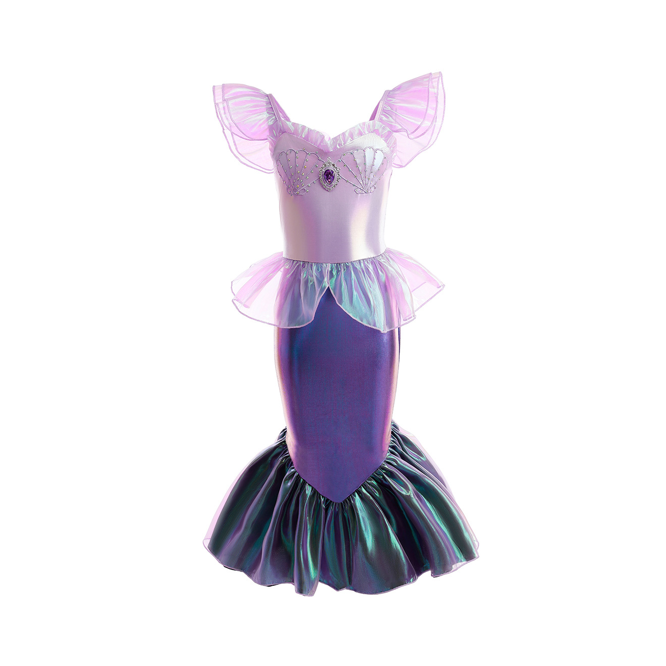 Kids Girls Lovely Ariel Mermaid Costume Cosply Princess Party Fancy Dress Up - Picture 20 of 30