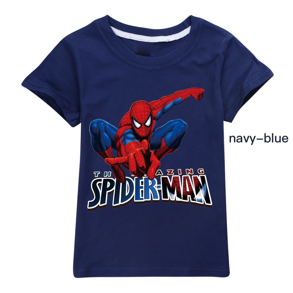 New Kids Boys Spiderman Summer Short Sleeve T-shirt Casual Tops Tee 2-13 Year UK - Picture 26 of 57