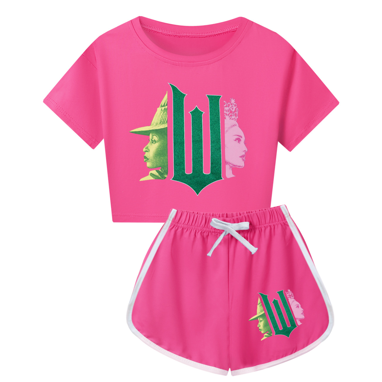 Kids Girls Boy Wicked Glinda Short T-shirt Pants Outfits Tracksuit Pjs Set 3-13Y - Picture 30 of 56