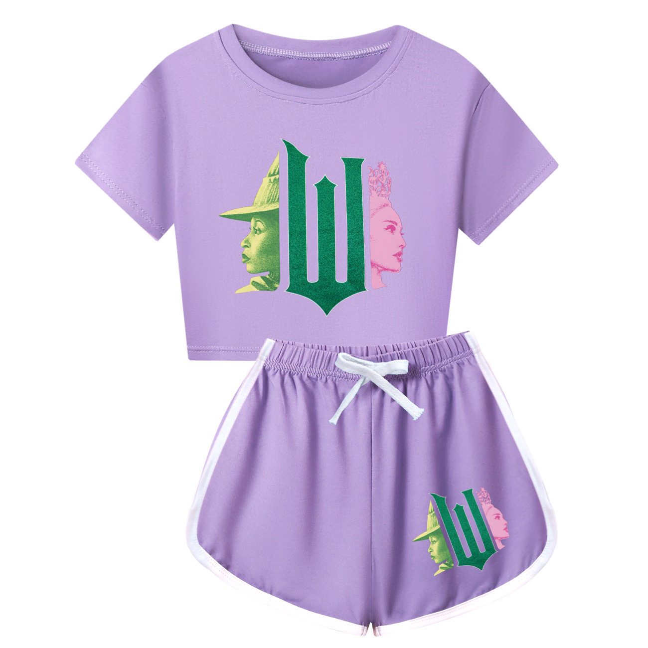 Kids Girls Boy Wicked Glinda Short T-shirt Pants Outfits Tracksuit Pjs Set 3-13Y - Picture 31 of 56