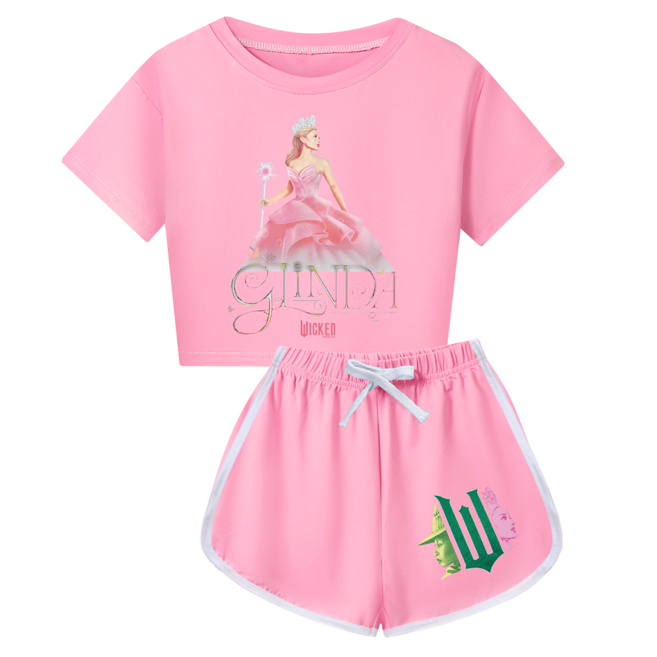 Kids Girls Boy Wicked Glinda Short T-shirt Pants Outfits Tracksuit Pjs Set 3-13Y - Picture 34 of 56