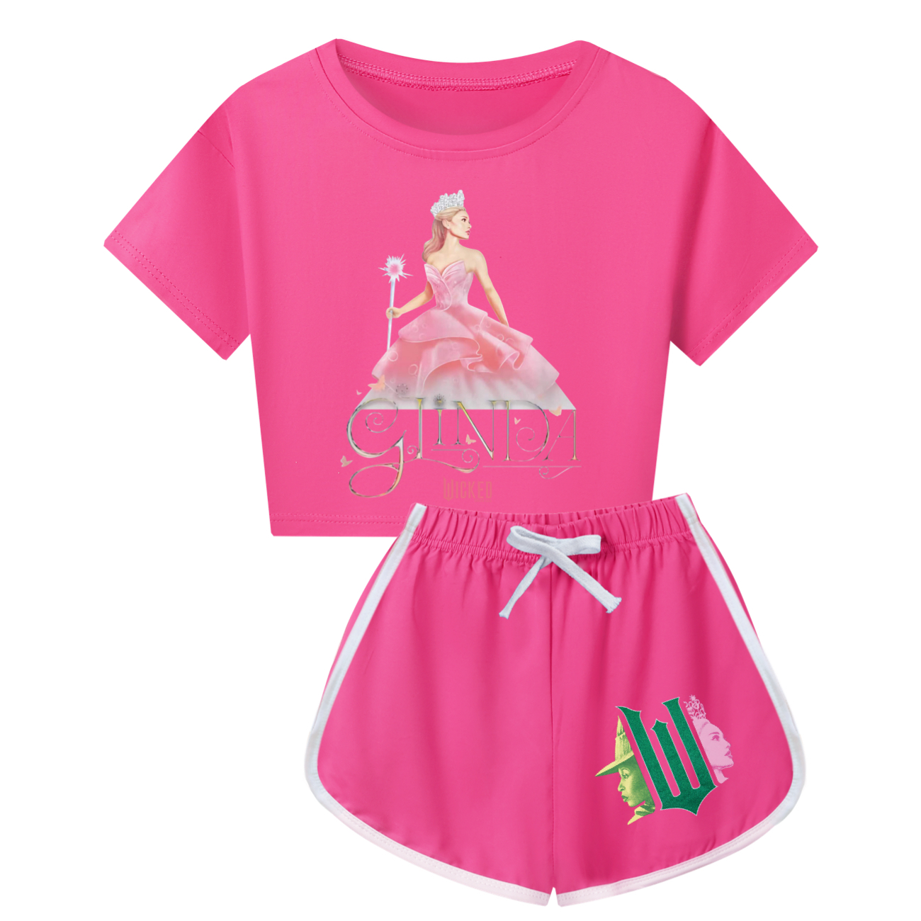 Kids Girls Boy Wicked Glinda Short T-shirt Pants Outfits Tracksuit Pjs Set 3-13Y - Picture 38 of 56
