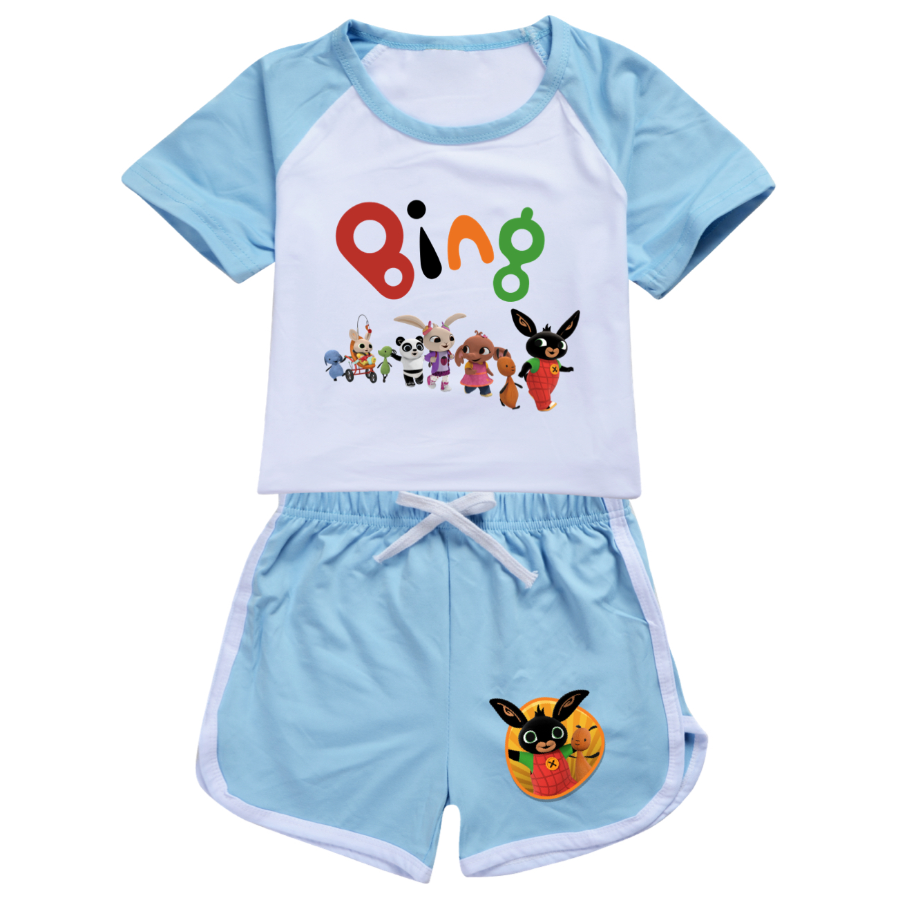 Kids Boys Girls Bing Rabbits Funny Casual T-Shirt Tops Shorts 2PCS Sports Outfit - Picture 33 of 36