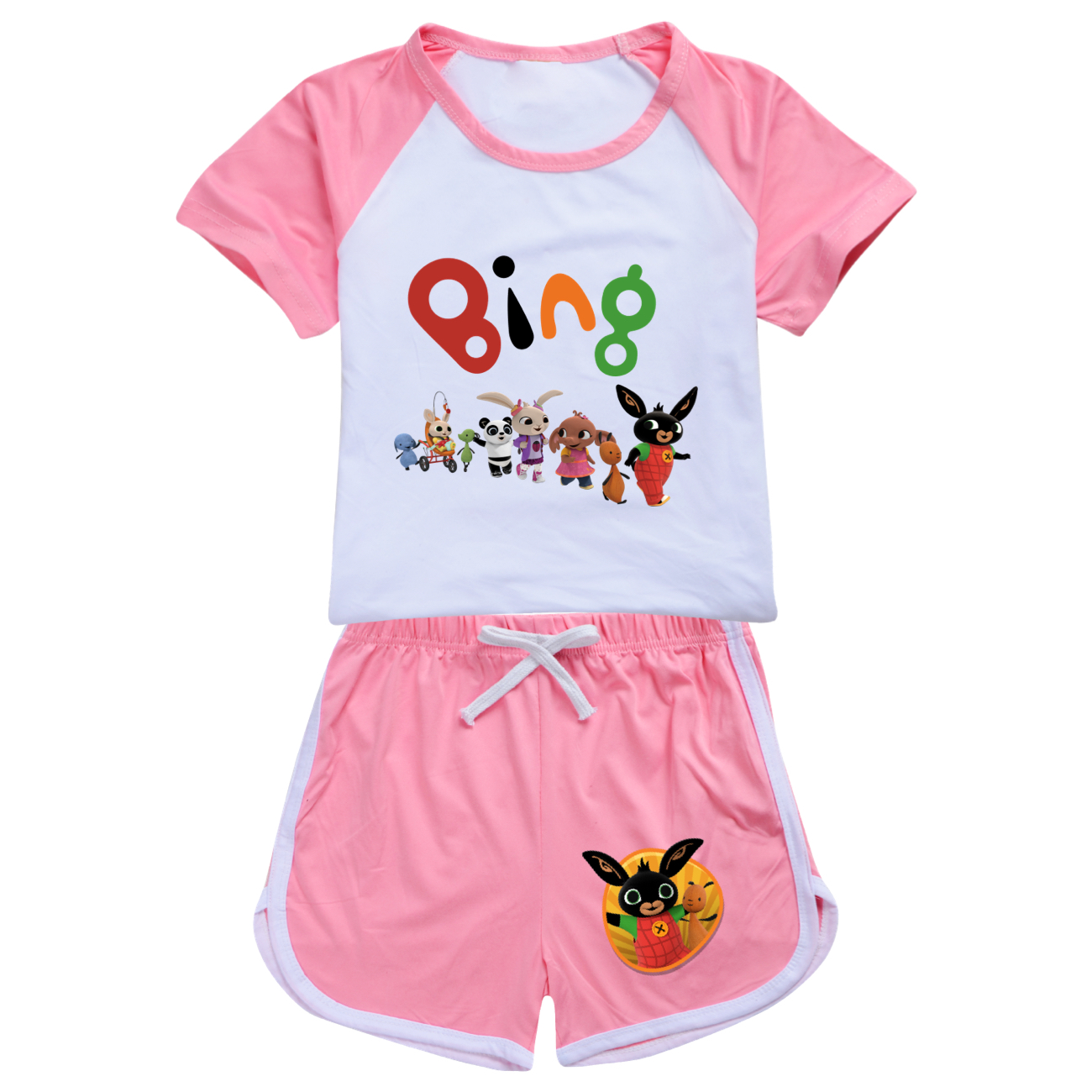 Kids Boys Girls Bing Rabbits Funny Casual T-Shirt Tops Shorts 2PCS Sports Outfit - Picture 30 of 36
