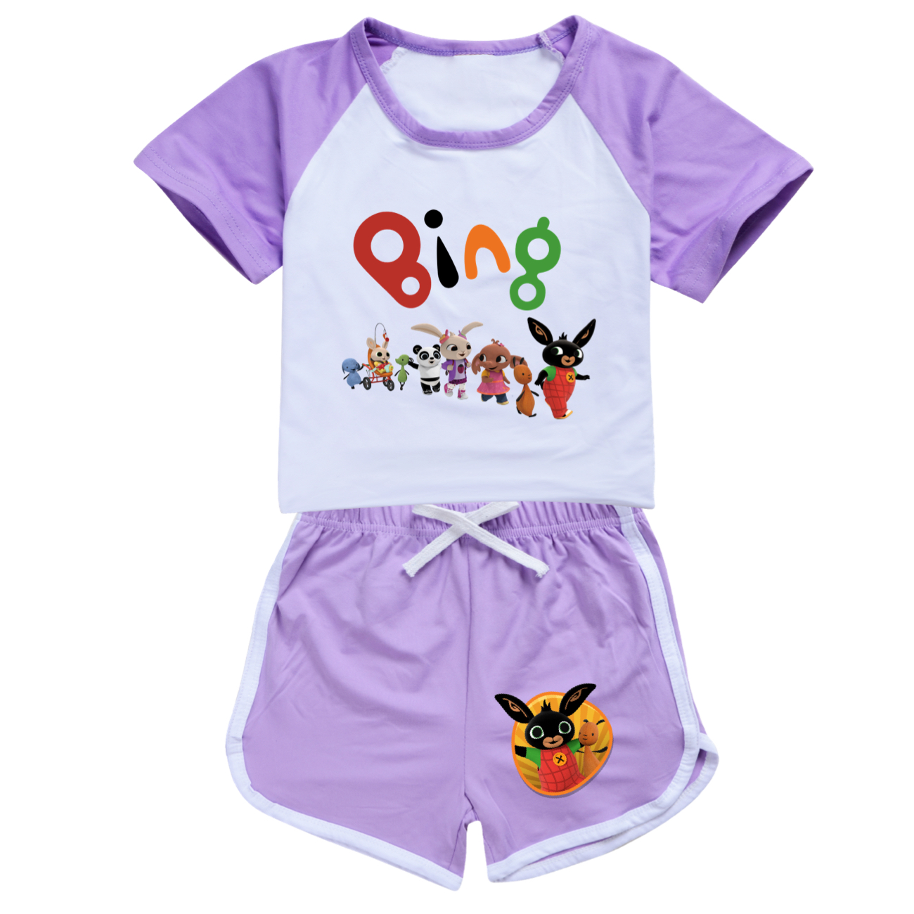 Kids Boys Girls Bing Rabbits Funny Casual T-Shirt Tops Shorts 2PCS Sports Outfit - Picture 34 of 36