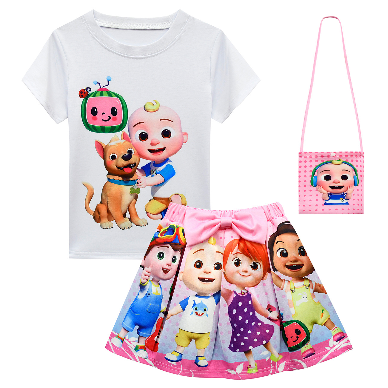 Girl Cocomelon Friend Costume T-Shirt Top Skirt Bag Hat Outfit Party Fancy Dress - Picture 29 of 52