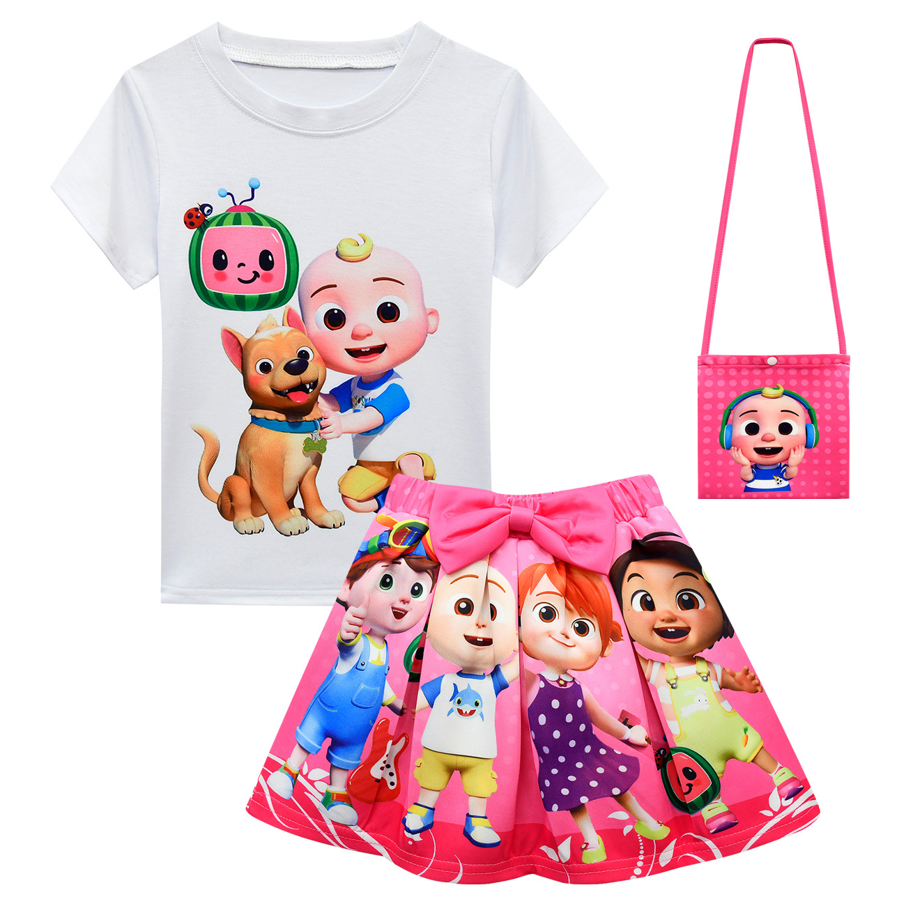 Girl Cocomelon Friend Costume T-Shirt Top Skirt Bag Hat Outfit Party Fancy Dress - Picture 31 of 52