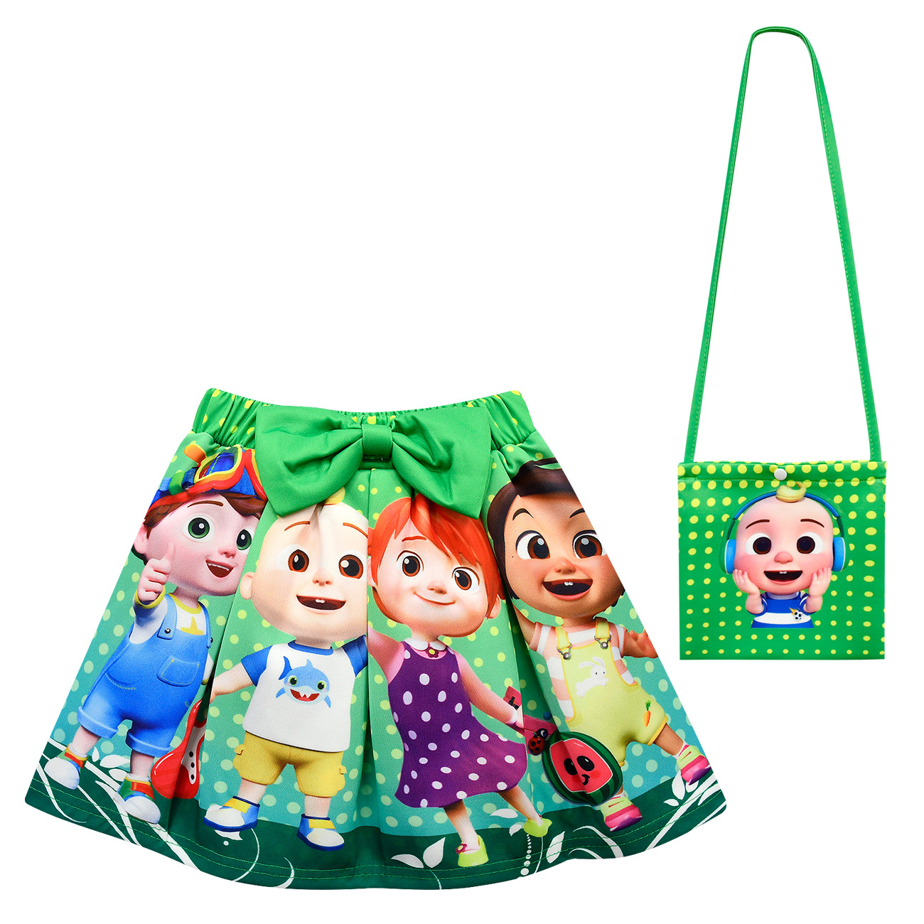 Girl Cocomelon Friend Costume T-Shirt Top Skirt Bag Hat Outfit Party Fancy Dress - Picture 48 of 52