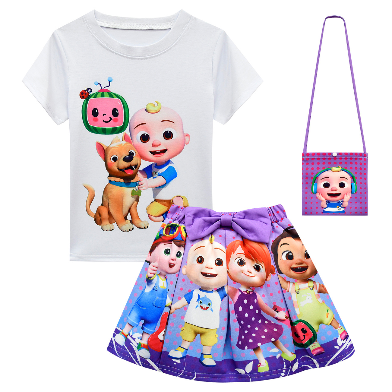 Girl Cocomelon Friend Costume T-Shirt Top Skirt Bag Hat Outfit Party Fancy Dress - Picture 30 of 52