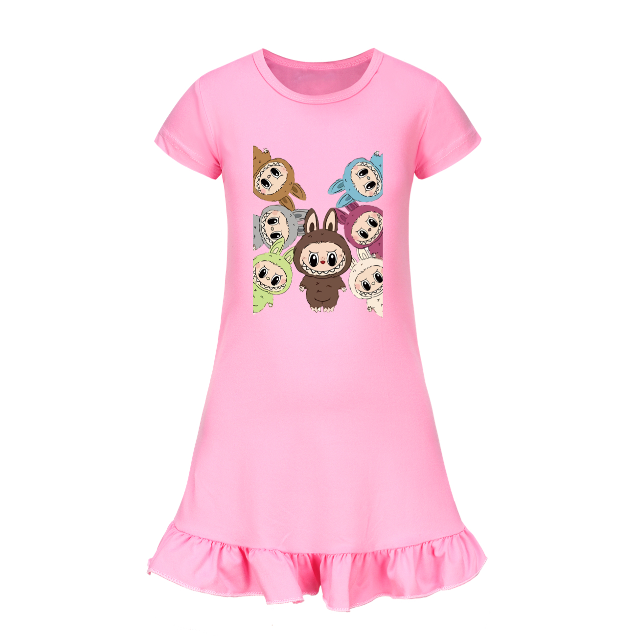 Girls Funny Labubu Sleepwear Dress Kids Pyjamas Nightdress Nightwear Pjs 2-9Y UK - Picture 24 of 54