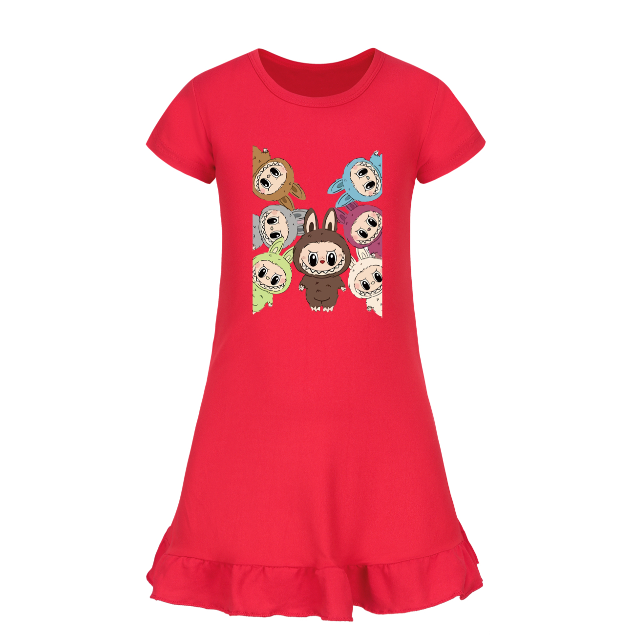 Girls Funny Labubu Sleepwear Dress Kids Pyjamas Nightdress Nightwear Pjs 2-9Y UK - Picture 30 of 54