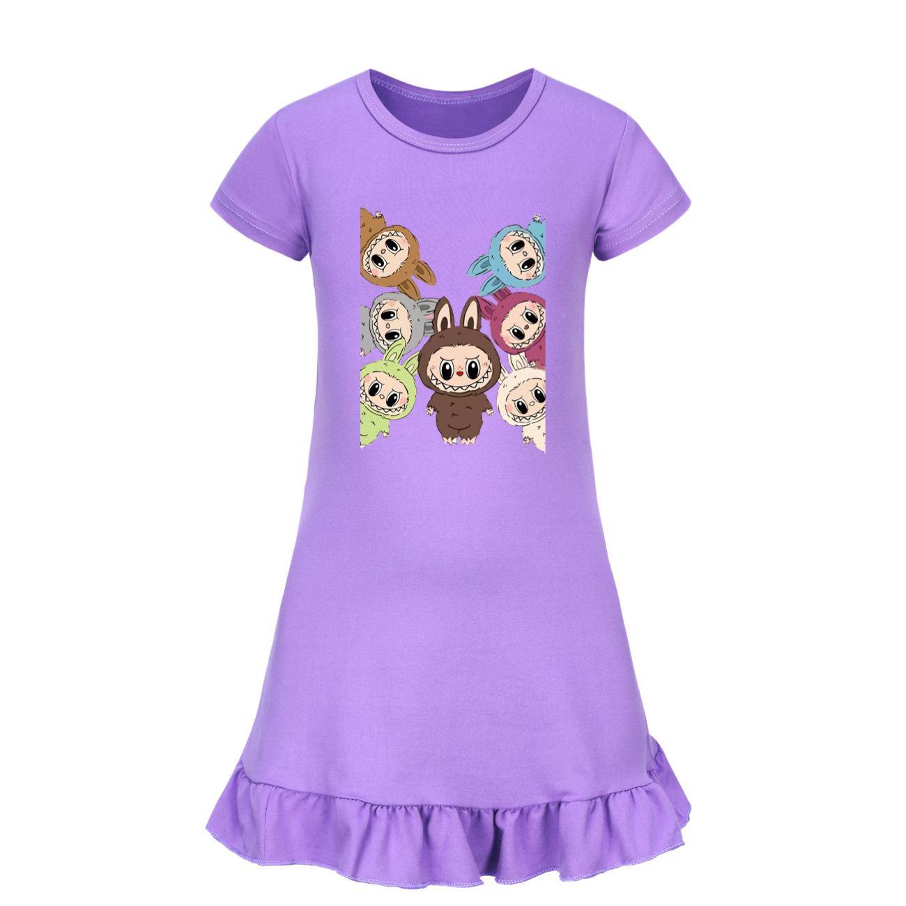 Girls Funny Labubu Sleepwear Dress Kids Pyjamas Nightdress Nightwear Pjs 2-9Y UK - Picture 27 of 54