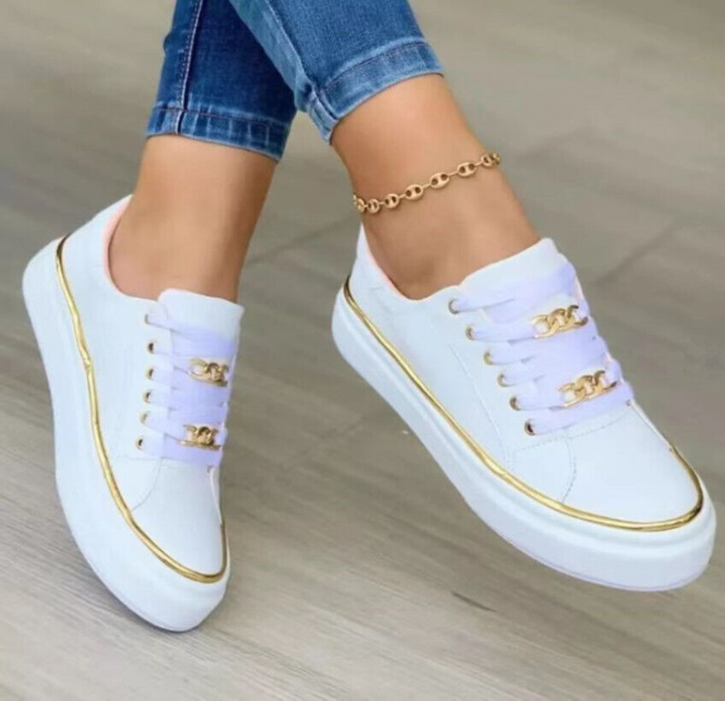 Women Casual Sport Shoes Slip On Round Toe Platform Flat Wedge Lace Up Sneakers - Picture 7 of 7