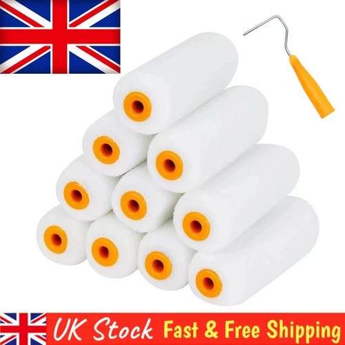 10-30X MINI FOAM PAINT ROLLER 4" SLEEVES PAINTING DECORATING SPONGE ROLLERS UK