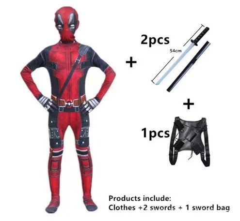 Deadpool Costume Cosplay Kids Bodysuit Boys Children Day Fancy Dress Party UK