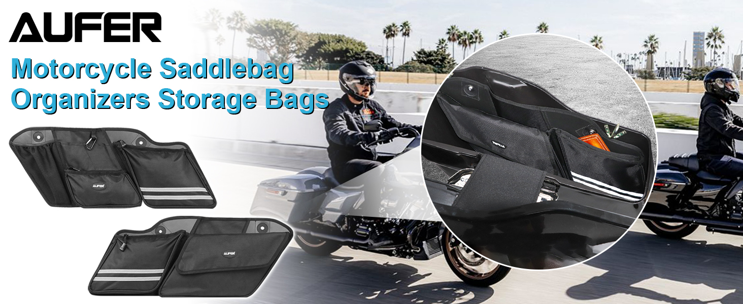 AUFER Saddlebag Organizers For Harley Touring 1993-2013 – Street Glide, Road Glide, Road King