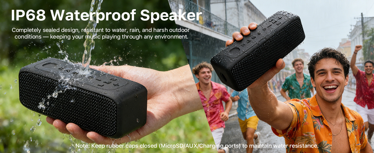 JUOVI Altoparlante Bluetooth 20W Stereo IP68, 24h Di Autonomia, TWS E Ingresso TF/AUX, Modello SOUND J1 Nero