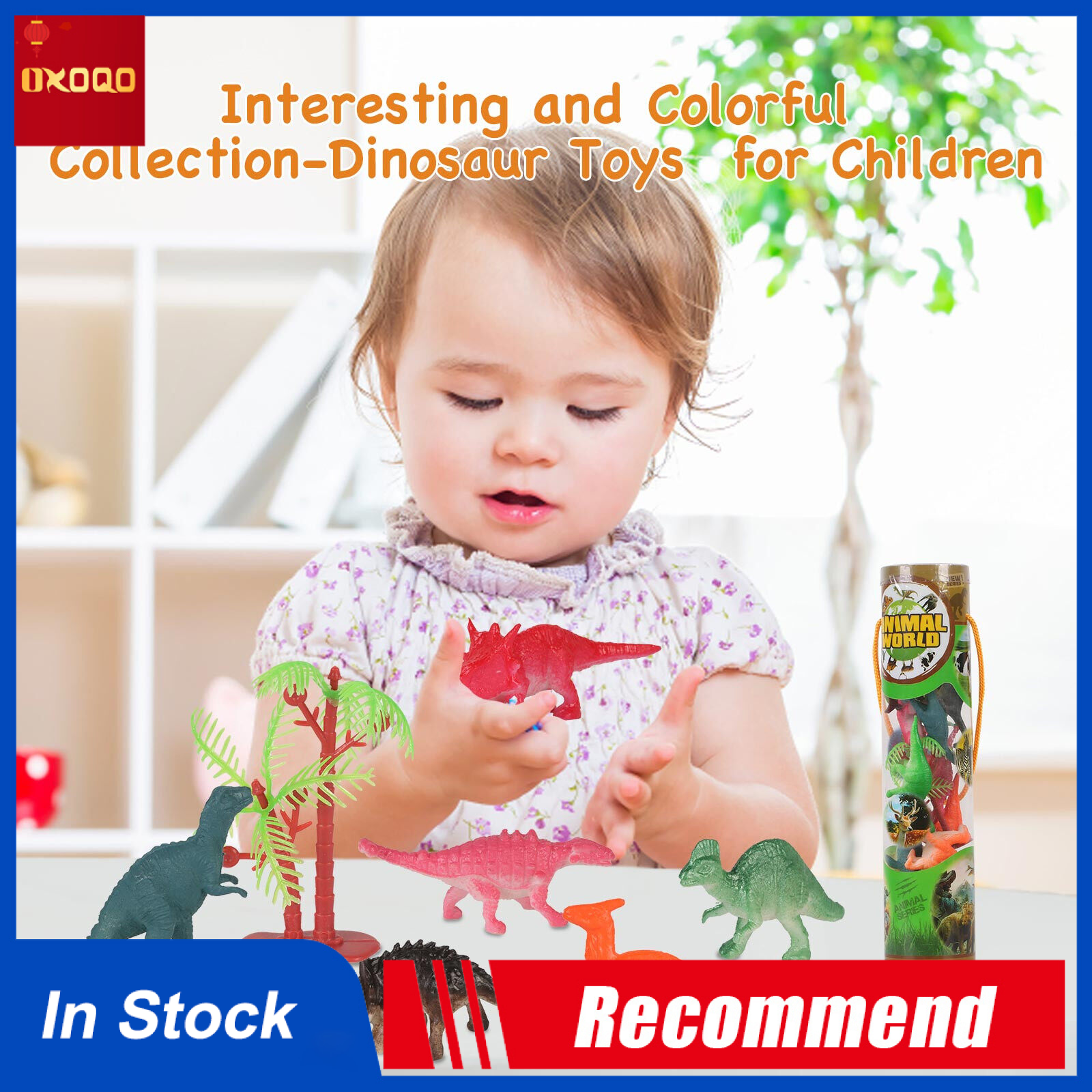 Oxoqo đồ chơi khủng long nhỏ cho trẻ em, 12 loại khủng long mô phỏng nhỏ bằng nhựa khác nhau