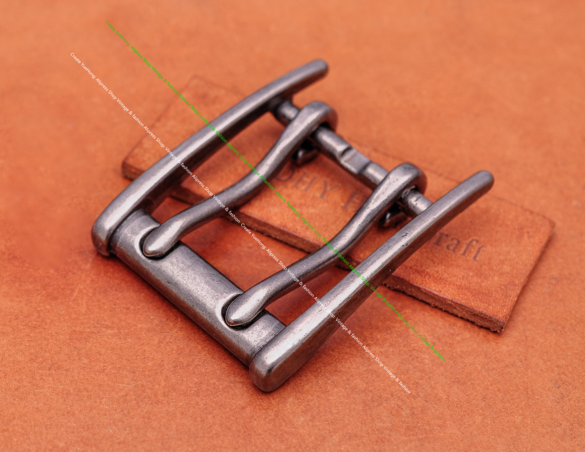 Classic Strong Metal Brass Plated Men Wide End Bar Prong Double Pin Buckle Leathercraft Jeans Belt Buckle Replacement Fits 45mm