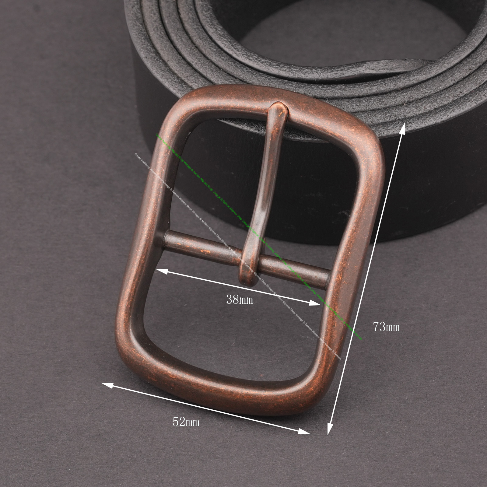 Retro Copper Center Bar Belt Buckle Heavy Duty Buckle Wide Leather Belts Single Prong Rectangle Buckle for Men Diy Leather Craft