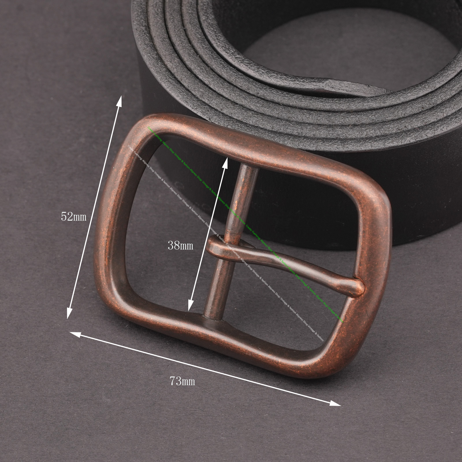 Retro Copper Center Bar Belt Buckle Heavy Duty Buckle Wide Leather Belts Single Prong Rectangle Buckle for Men Diy Leather Craft