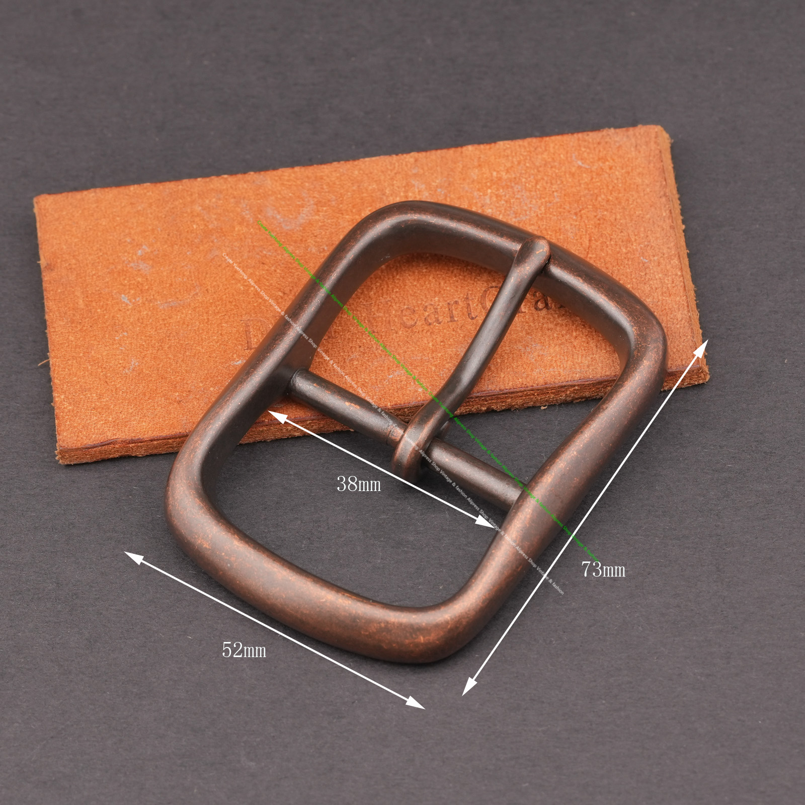 Retro Copper Center Bar Belt Buckle Heavy Duty Buckle Wide Leather Belts Single Prong Rectangle Buckle for Men Diy Leather Craft
